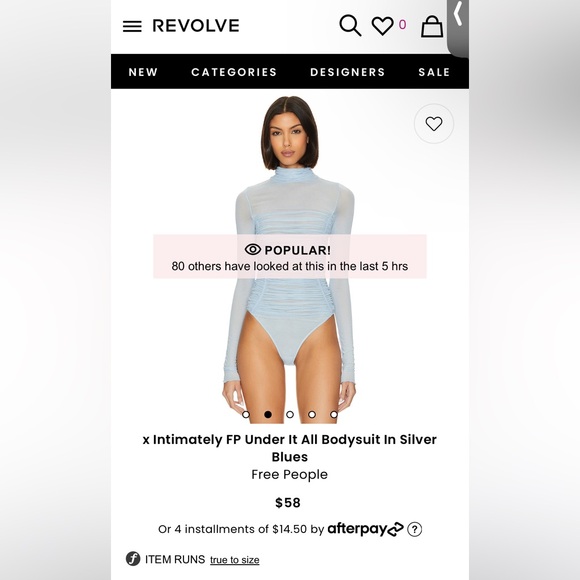 NWT Free People x Intimately Blue Bodysuit Under It All Bodysuit in Silver Blues - Picture 2 of 7